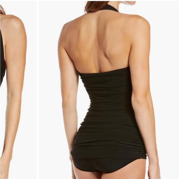 NORMA KAMALI BILL MIO Ruched Halter One-Piece Swimsuit, BLACK SIZE MEDIUM - Picture 3 of 12